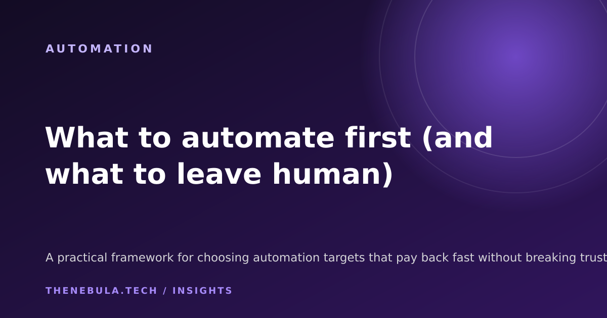 What to automate first (and what to leave human)
