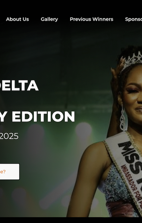 Screenshot of the homepage of the full pageantry management system website.